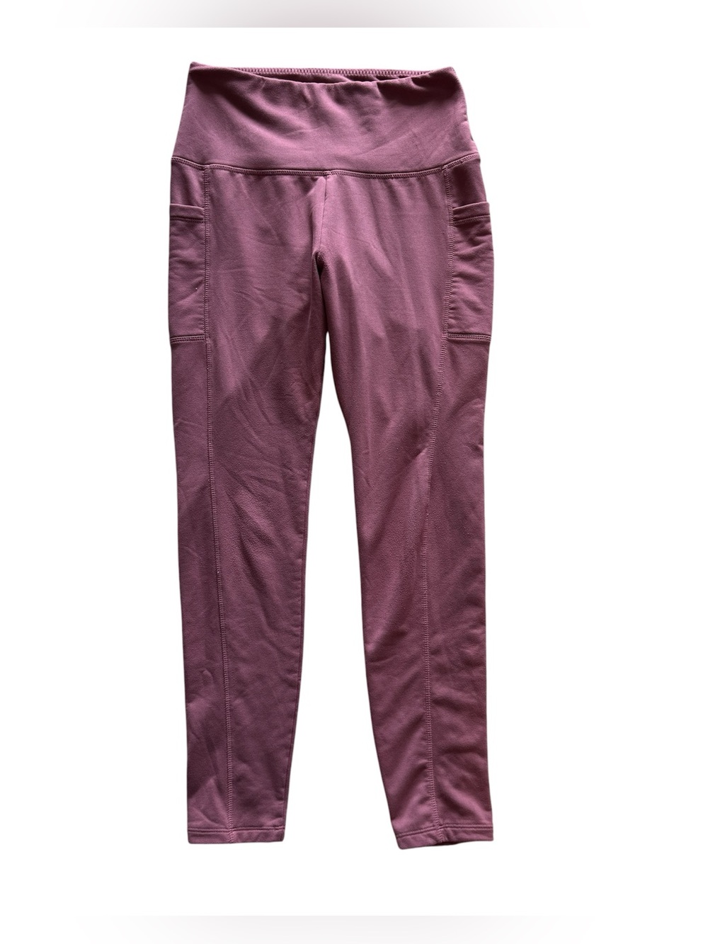 Women’s Pink Thermal Fleece Lined Leggings S/M High Waist Pocket Stretch